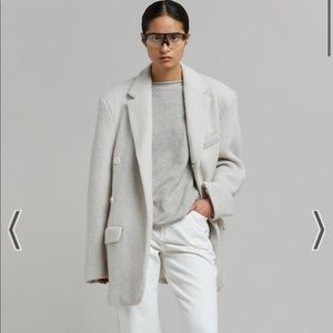 Frankie Shop Mabel Fuzzy Oversized Blazer in Birch
